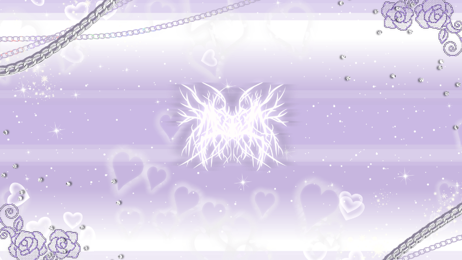 Cybercore, Herzen, Ketten, Rosen, Lila Pastell, 16:9, Full-HD-Hintergrundbild für den Desktop