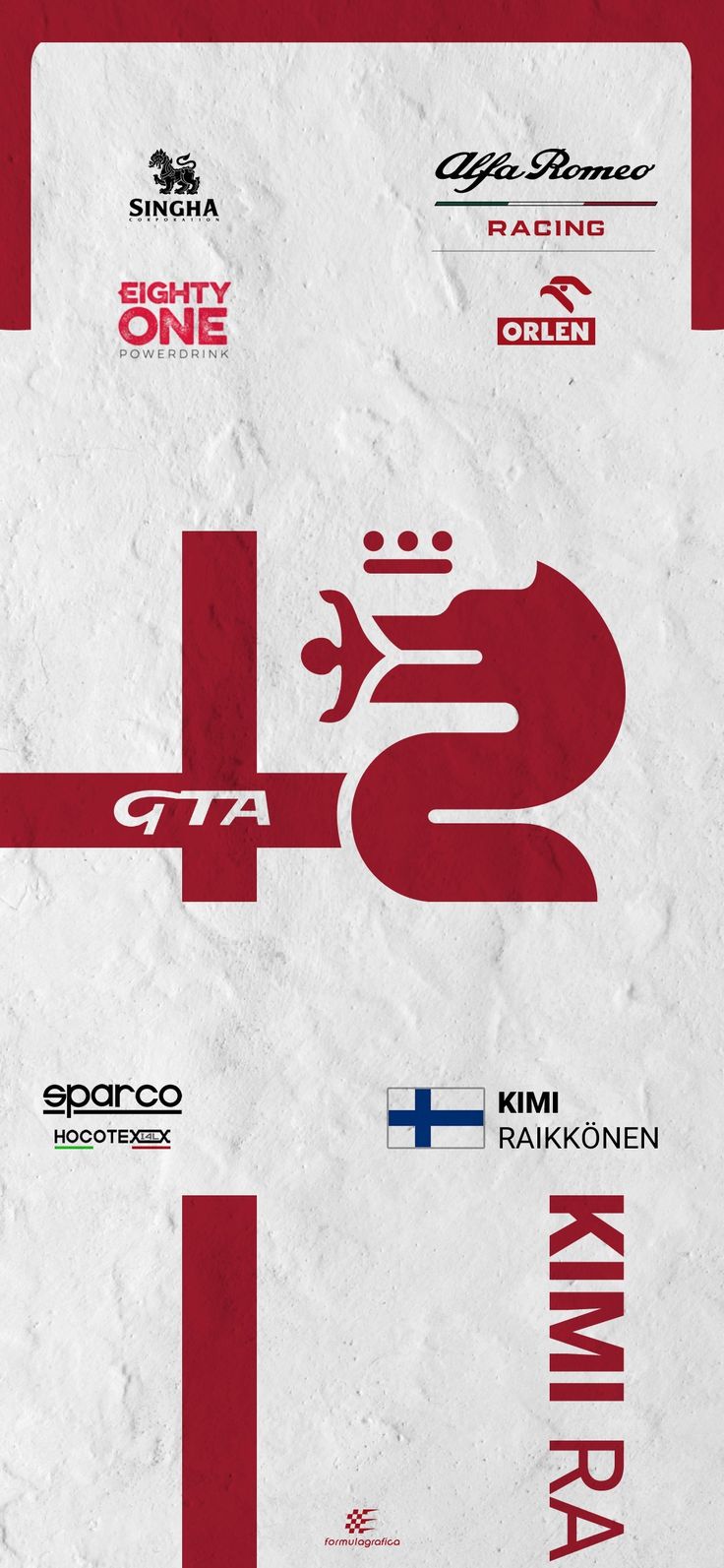Kimi Räikkönen, Alfa Romeo Racing, Startnummer 7, Helmdesign, Weiß-Rot, HD, iPhone-Hintergrundbild