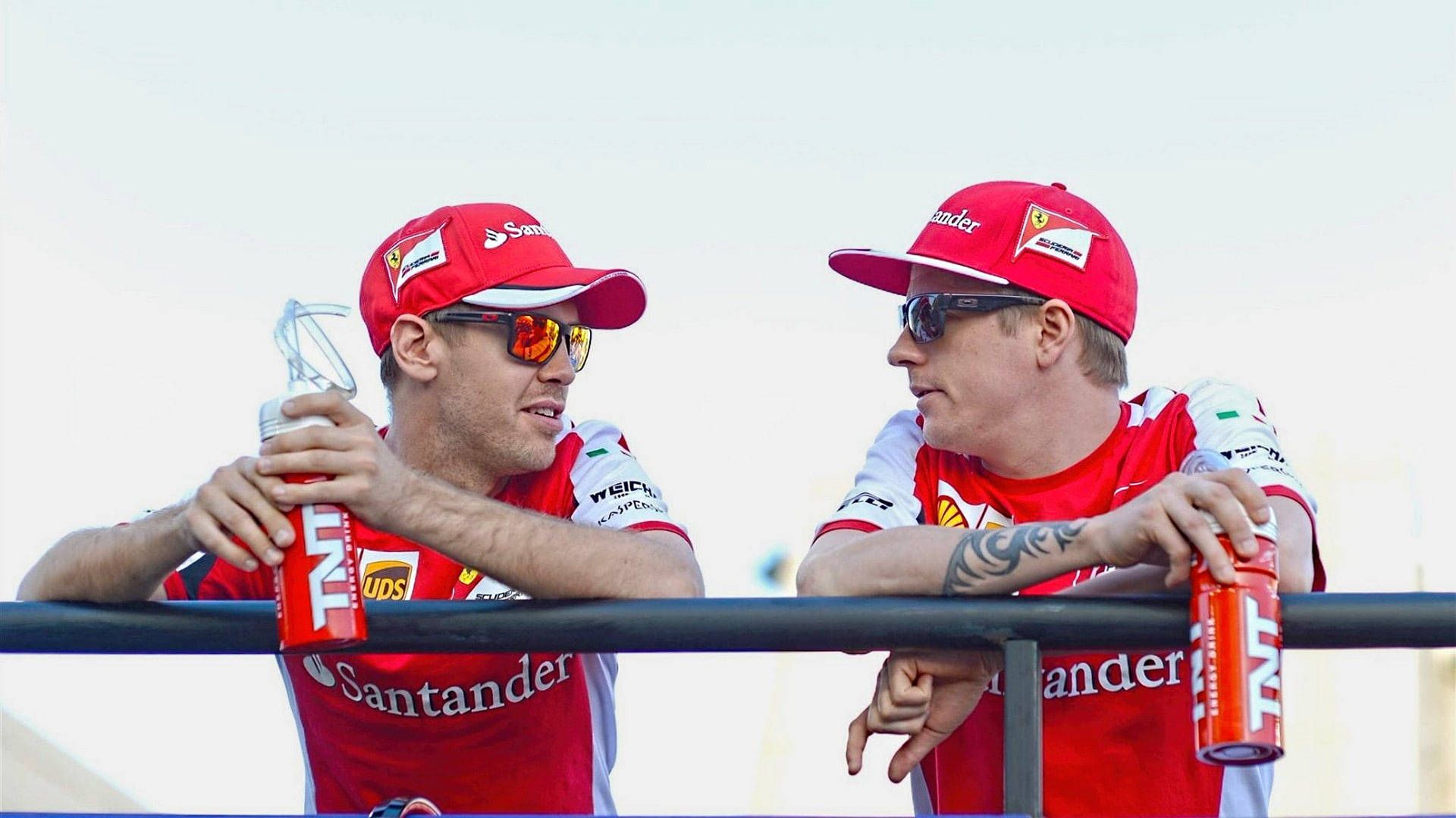 Kimi Räikkönen, Sebastian Vettel, Scuderia Ferrari, Santander, Fahrerparade, Full-HD-Hintergrundbild