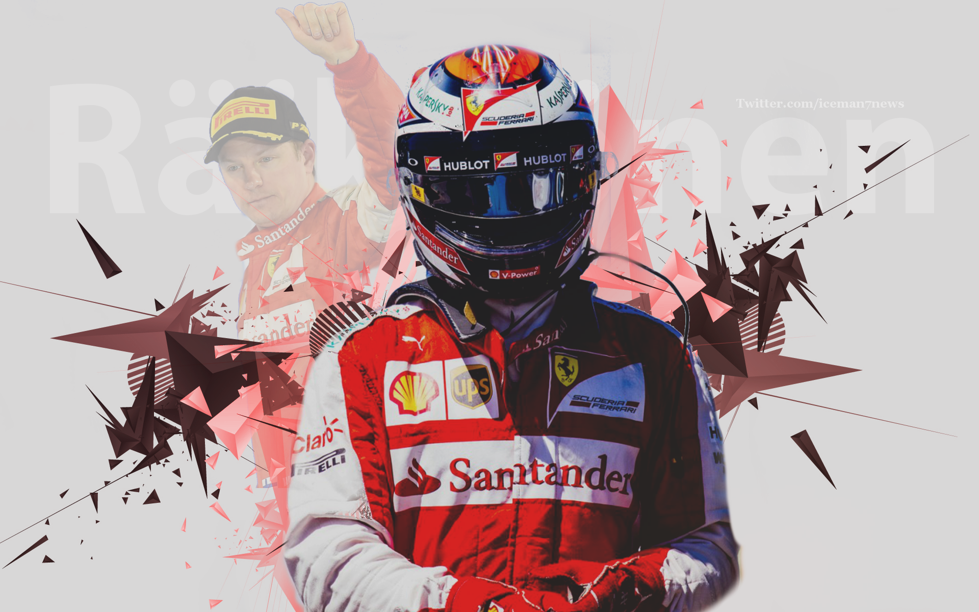 Kimi Räikkönen, Scuderia Ferrari, Santander, Helm, Digitale Kunst, Full HD, PC-Hintergrundbild