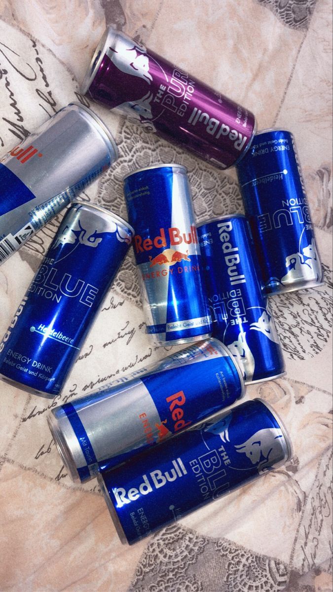Red Bull, Dosen, Marmorboden, Verschiedene Sorten, Draufsicht, Android-Hintergrundbild
