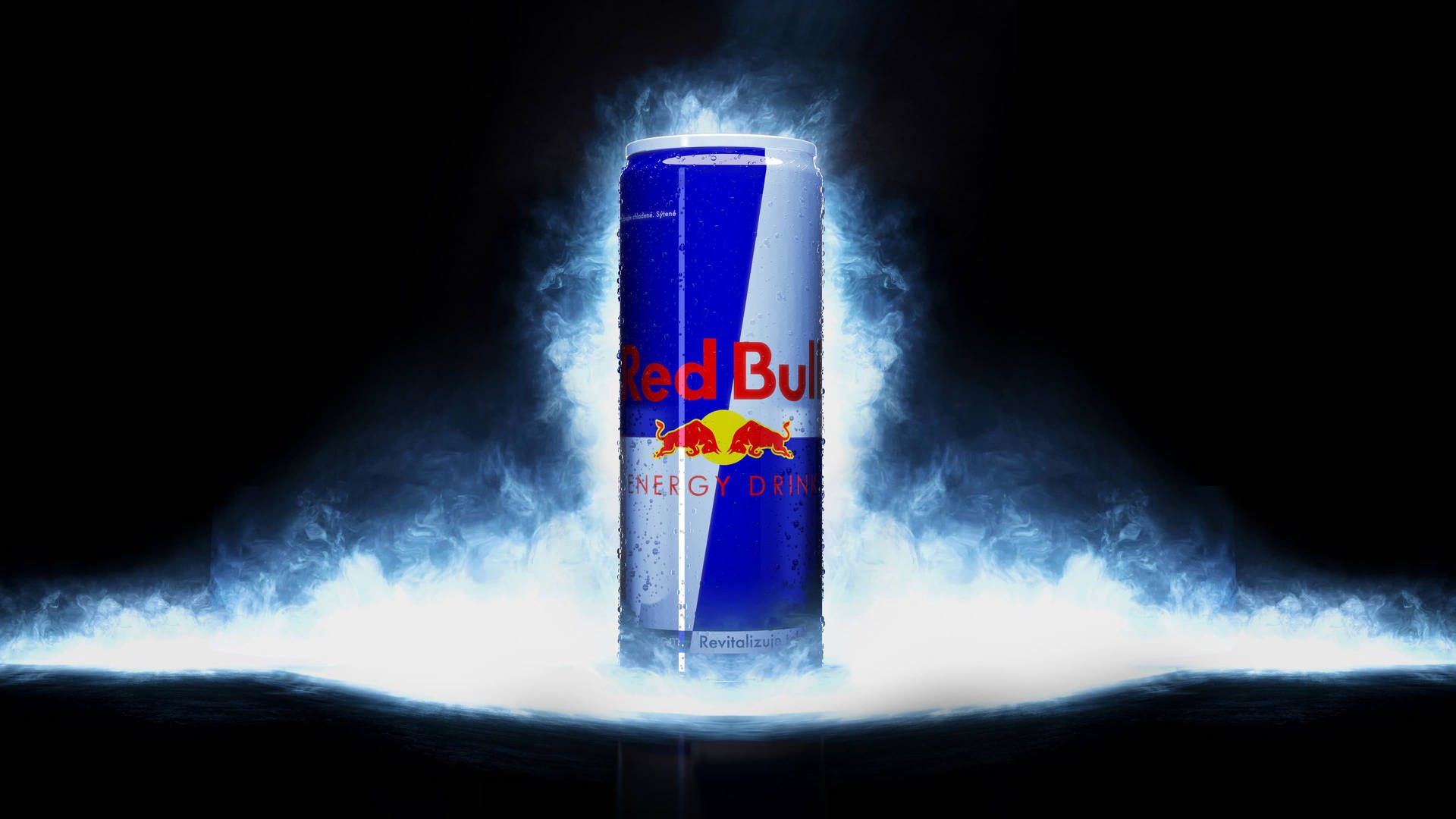 Red Bull, Energydrink, Blaue Explosion, Schwarzer Hintergrund, Produktfoto, Full HD Wallpaper