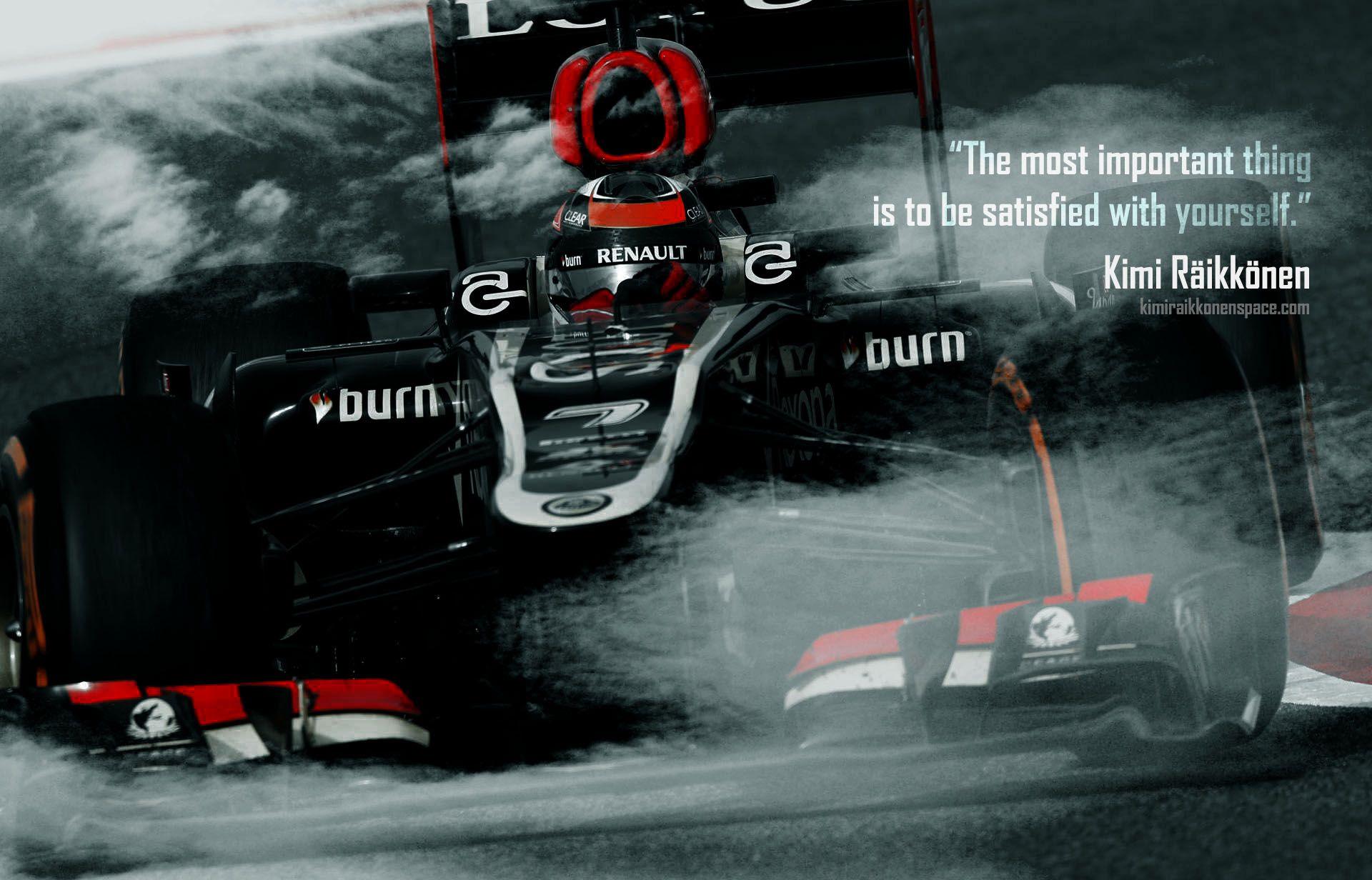 Kimi Räikkönen, Lotus F1 Team, Formel-1-Wagen, Zitat, Schwarz-Weiß, Full HD, Laptop-Hintergrundbild