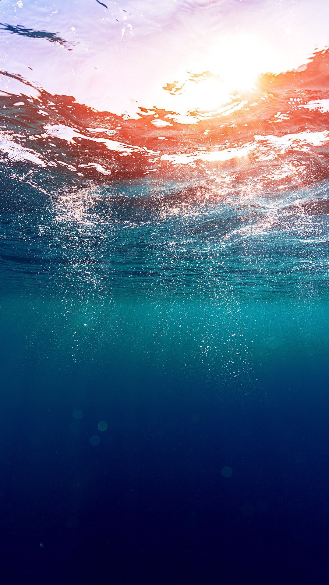 Unterwasser, Meeresoberfläche, Sonnenlicht, Ozean, Full HD, Sperrbildschirm fürs iPhone