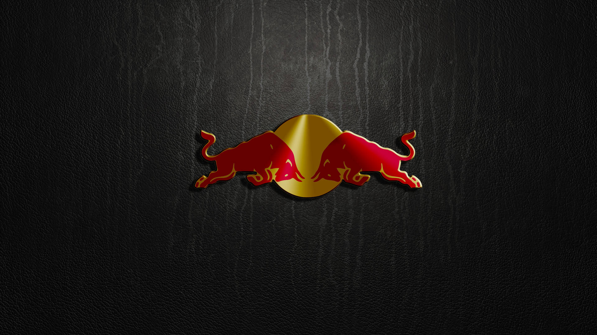 Red Bull, Logo, Stiere, Dunkle Textur, Gold, 16:9, Full-HD-Hintergrundbild für den Desktop