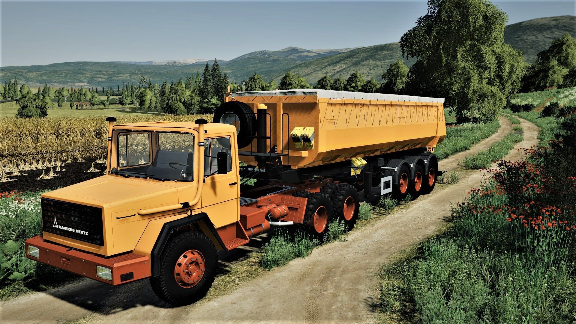 Magirus-Deutz, Landwirtschafts-Simulator, Kipper, Lkw, Feldweg, Oldtimer, Full-HD-Hintergrundbild für PC
