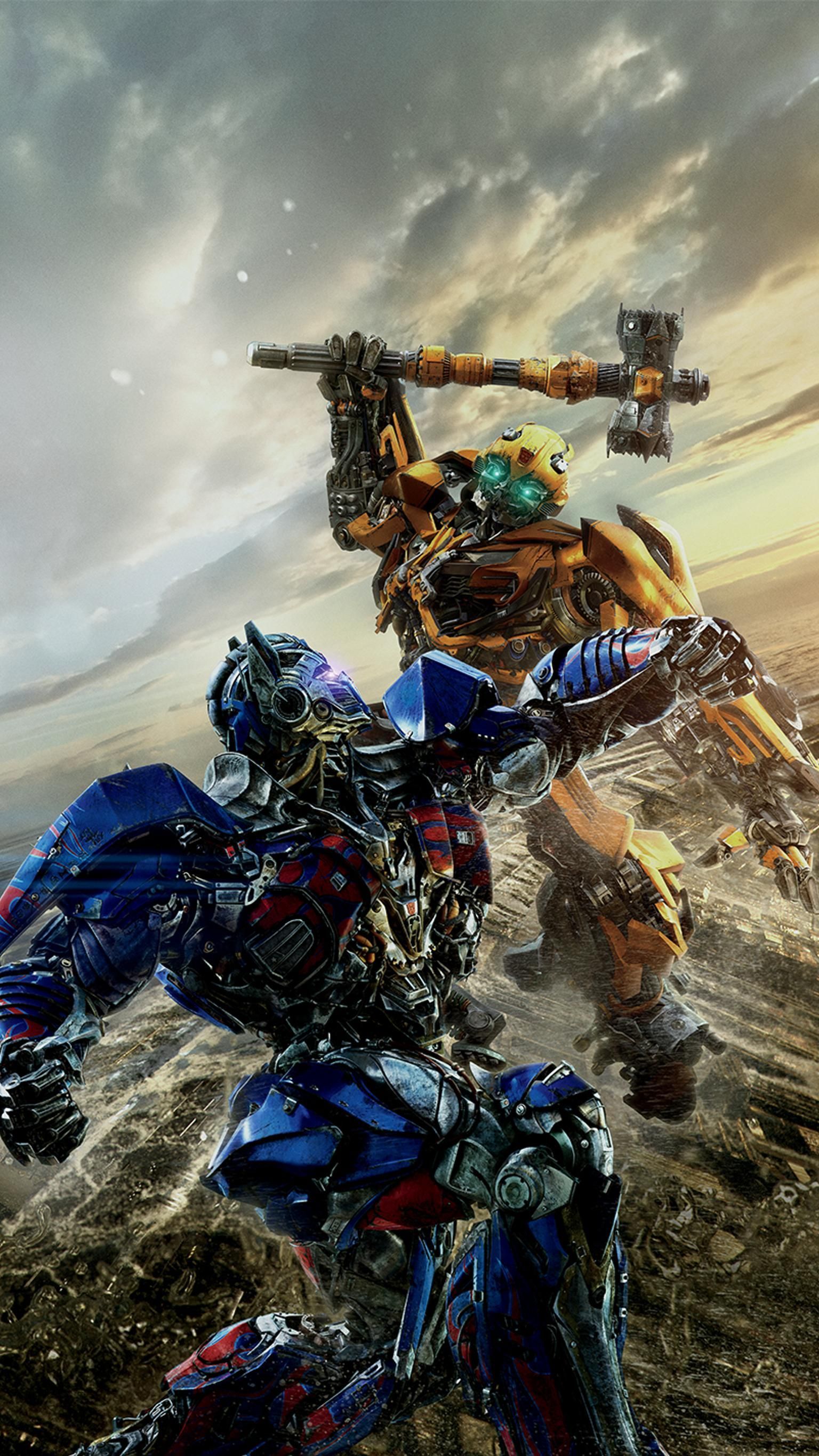Optimus Prime, Bumblebee, Transformers: The Last Knight, Kampf, Axt, QHD+, iPhone-Hintergrundbild