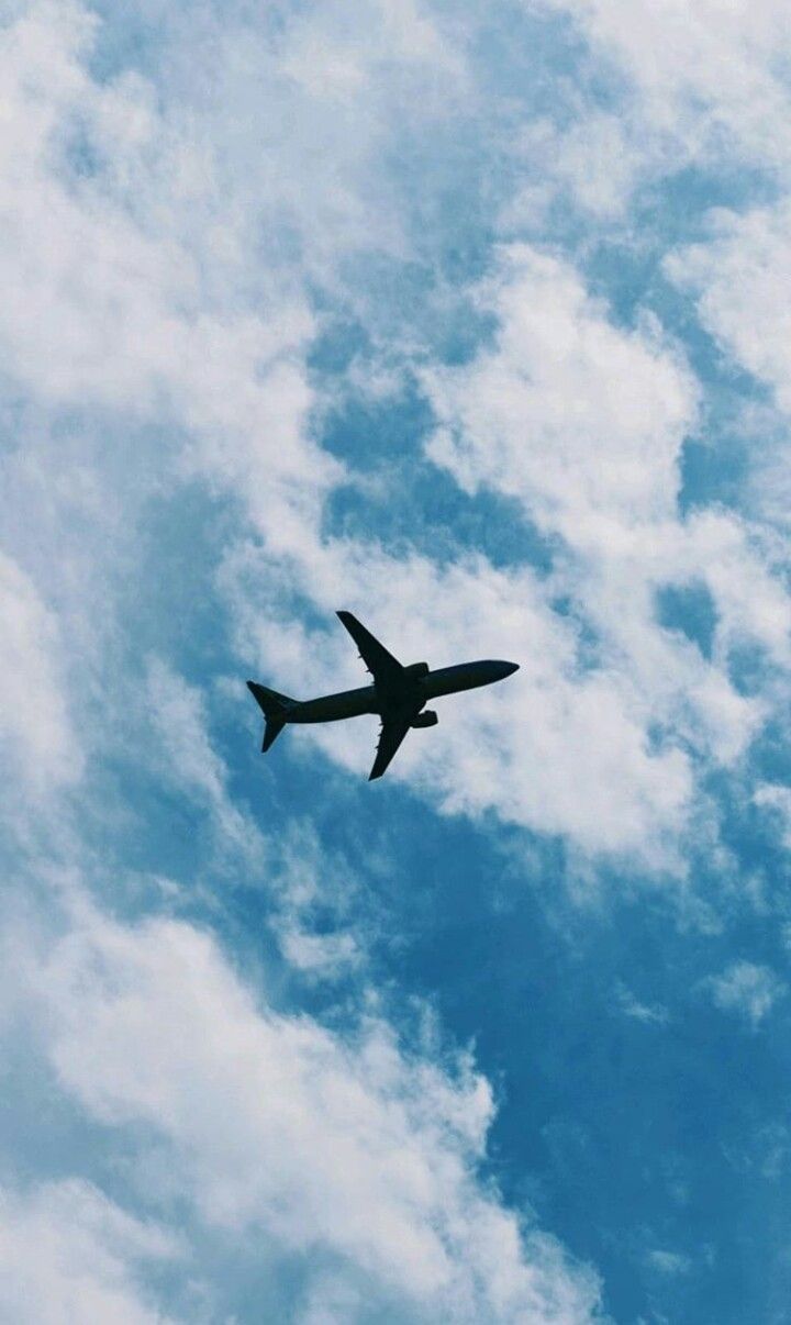Flugzeug, Silhouette, Wolken, Blauer Himmel, Hochformat, HD, Handy-Hintergrund