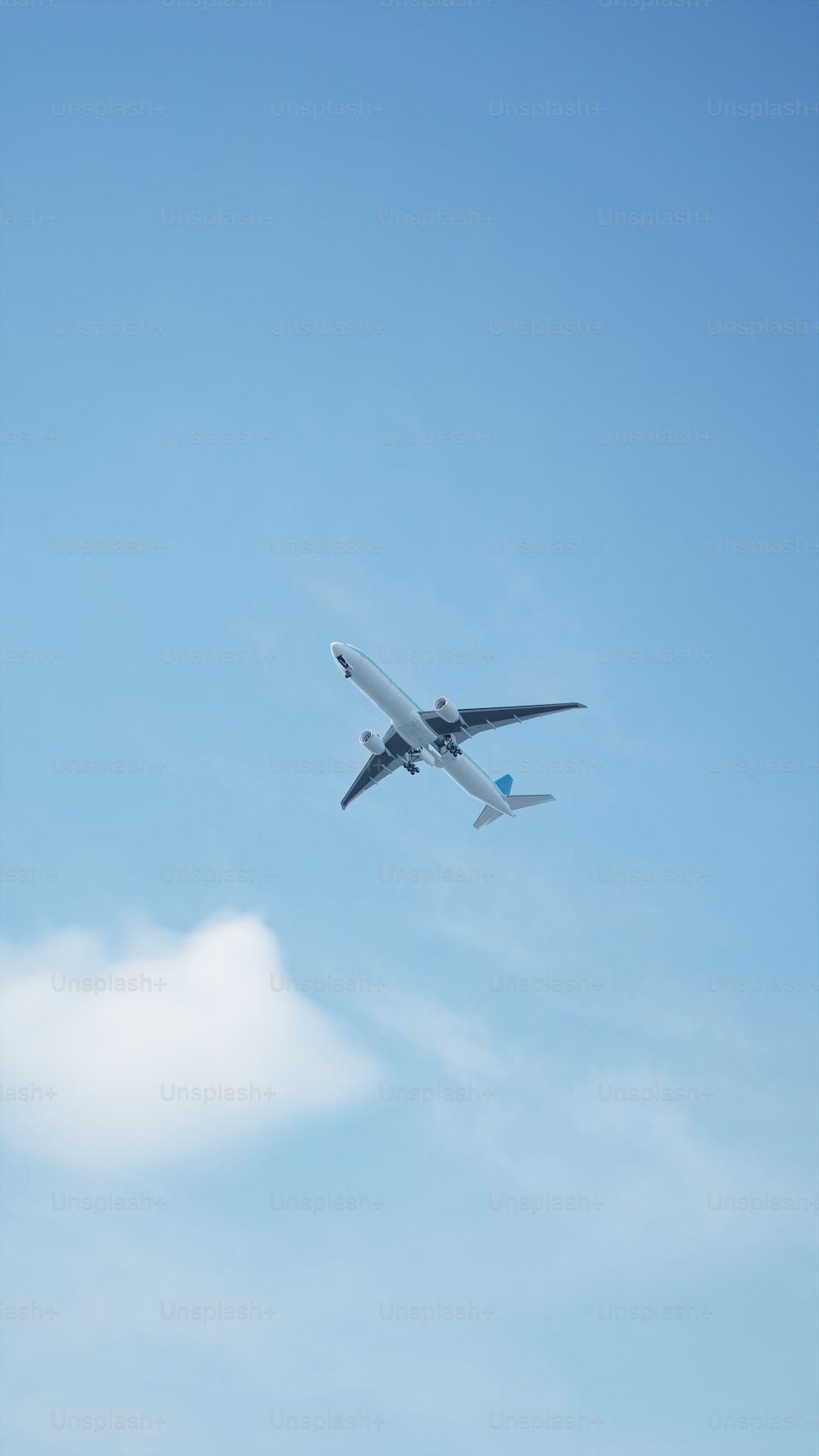 Verkehrsflugzeug, Blauer Himmel, Kleine Wolke, Minimalistisch, HD, Handy-Hintergrundbild