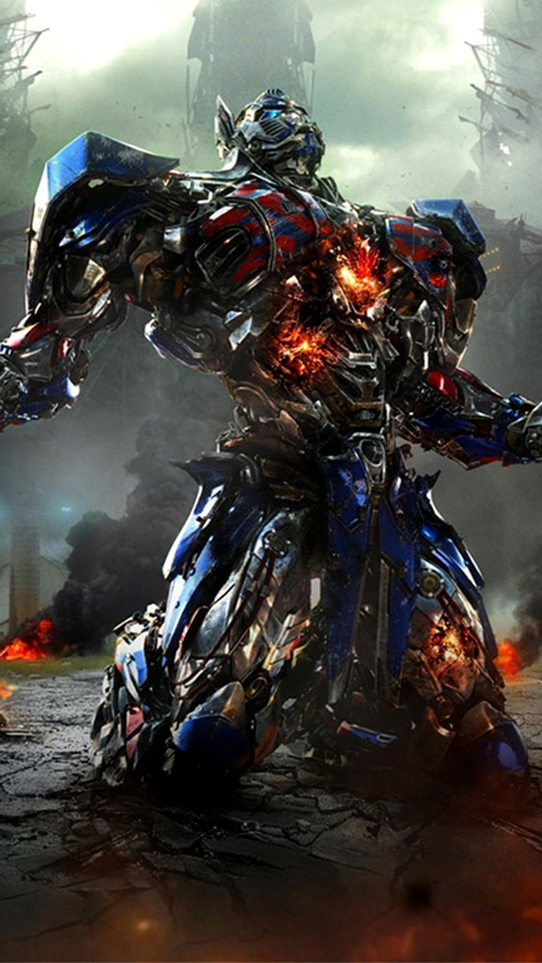 Optimus Prime, Transformers, Roboter, Feuer, Zerstörung, Android-Hintergrundbild