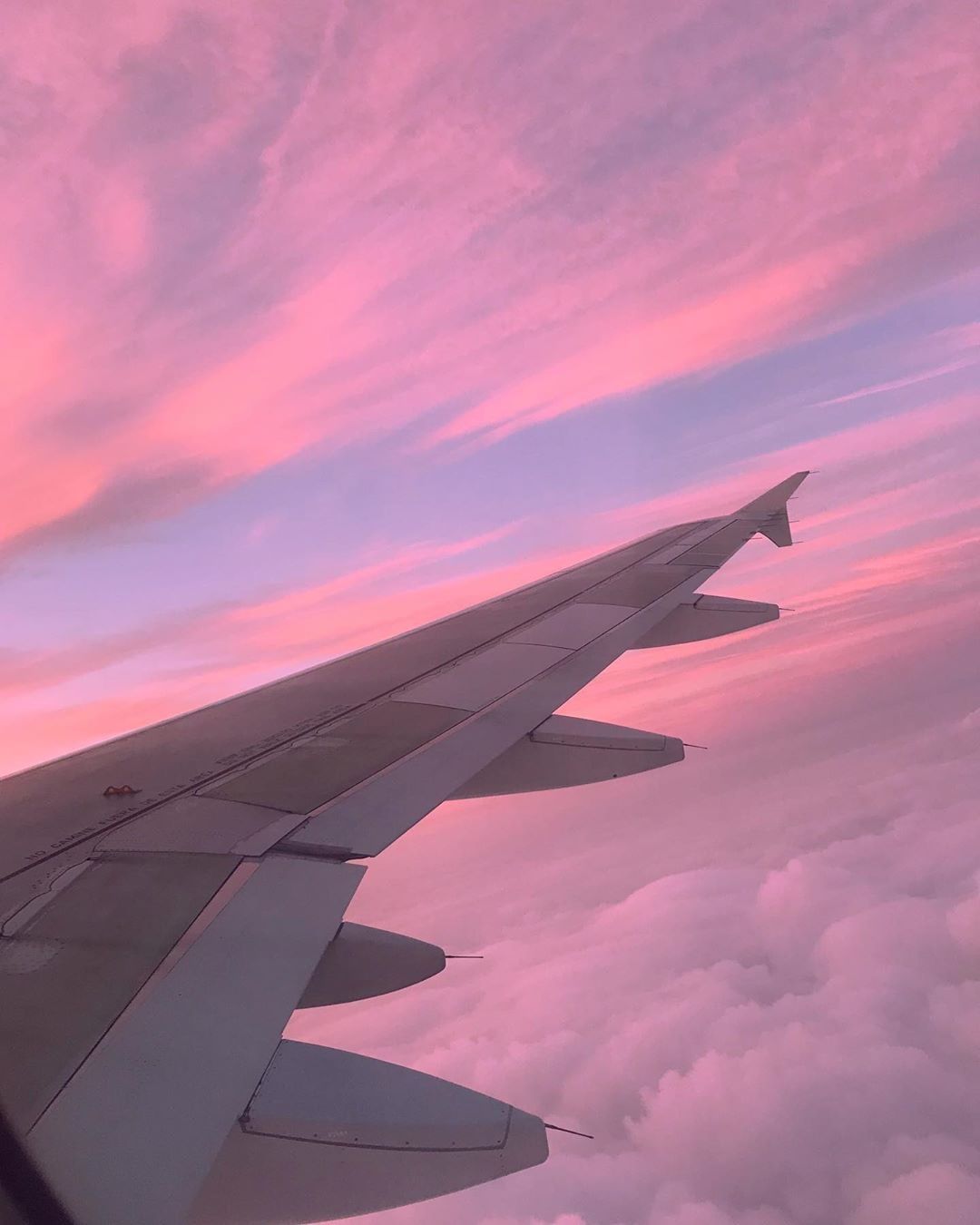 Tragfläche, Rosa Wolken, Pastellhimmel, Sonnenaufgang, Hintergrundbild für iPad und Tablet