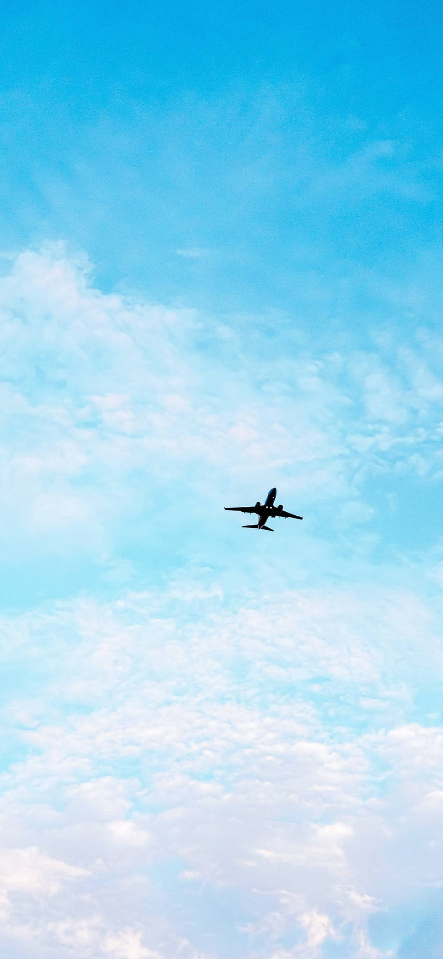 Flugzeug, Hellblauer Himmel, Wolken, Minimalistisch, Hochformat, HD, iPhone-Hintergrundbild