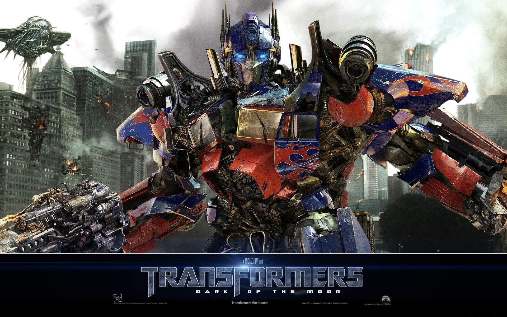 Transformers 3, Optimus Prime, Zerstörte Stadt, Roboter, Filmplakat, Full HD, Desktop-Hintergrund