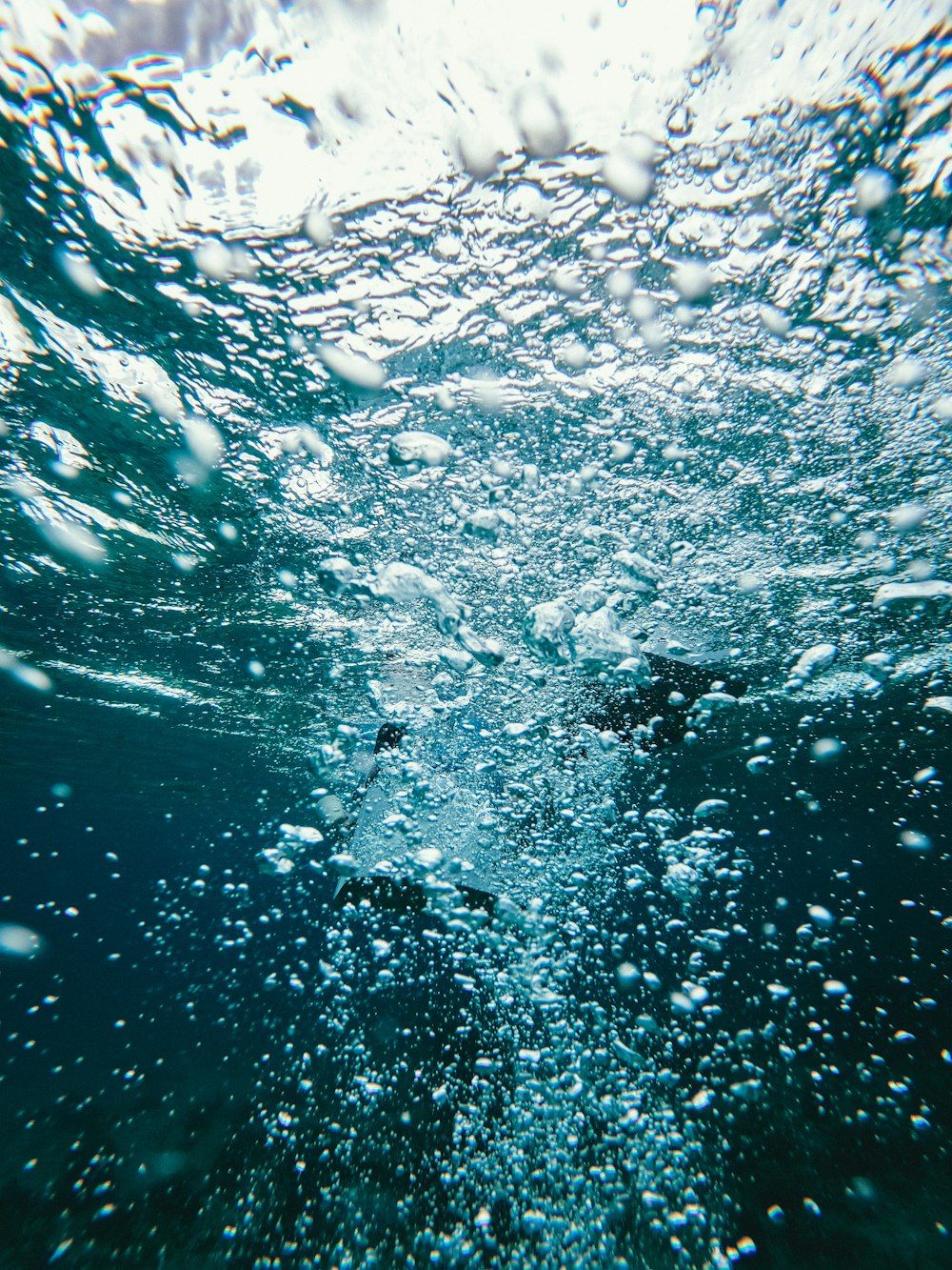 Unterwasser, Luftblasen, Türkis, Wasseroberfläche, Tiefe, HD, iPad-Hintergrundbild