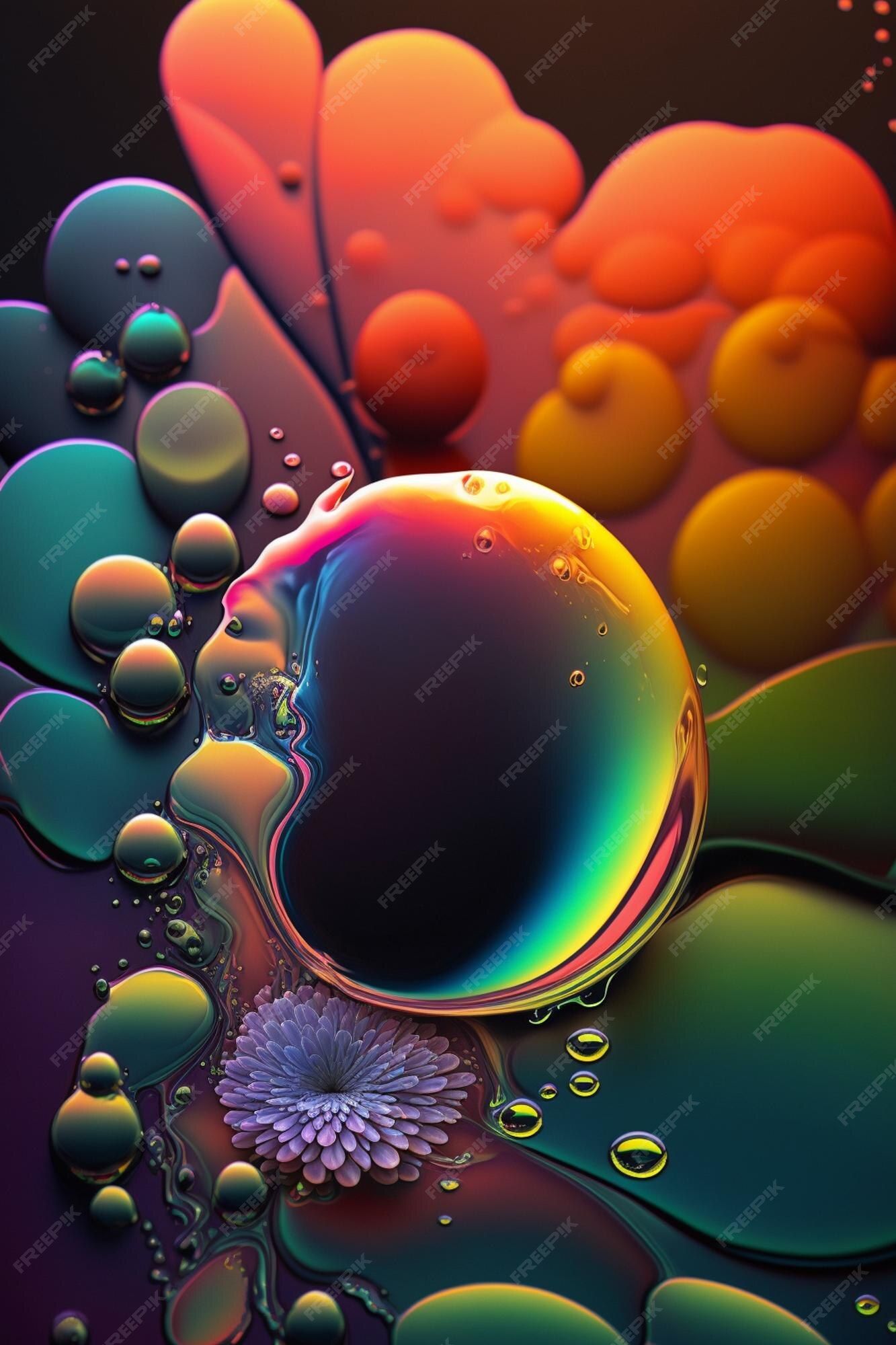 Öltropfen, Blasen, Bunt, Regenbogenfarben, Abstrakt, Full HD, Sperrbildschirm fürs iPhone