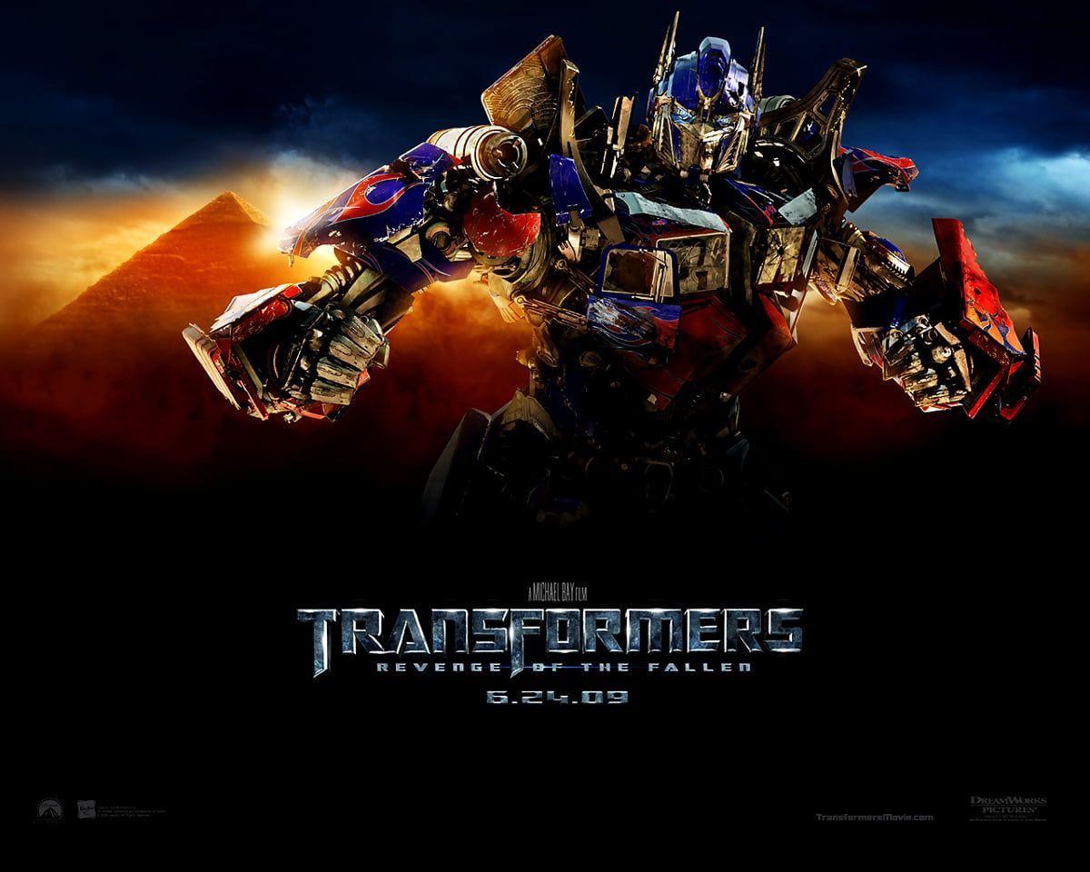 Transformers – Die Rache, Optimus Prime, Filmplakat, Pyramiden, Schwarzer Hintergrund, Wallpaper