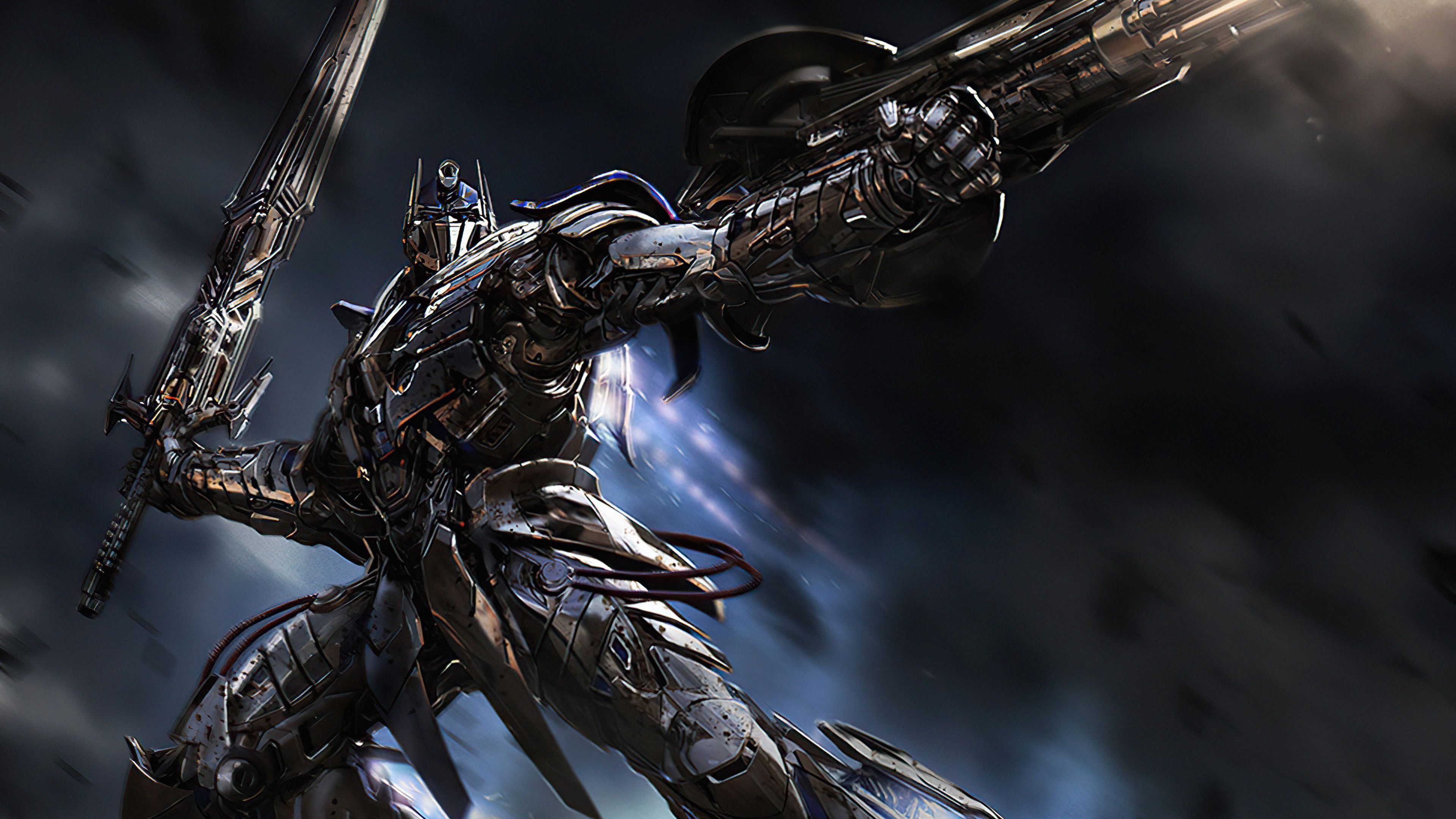 Transformers, Roboter, Schwert, Dunkel, Action, 16:9, 4K-Hintergrundbild für den Desktop