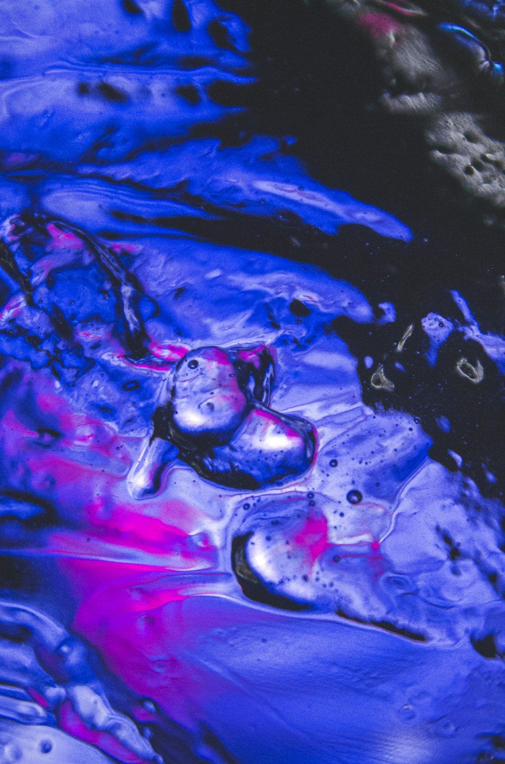 Tropfen, Lila, Blau, Makro, Abstrakt, Hochformat, Hintergrundbild fürs Smartphone