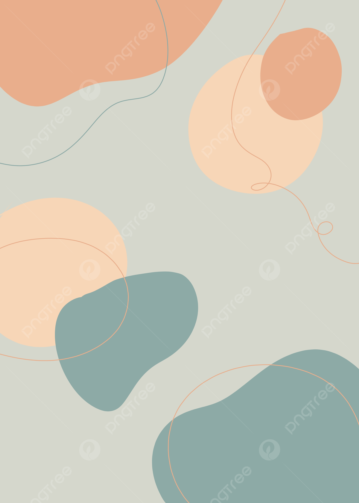 Abstrakte Formen, Boho, Pastell, Salbeigrün, Pfirsich, Full HD, Hintergrundbild fürs Tablet