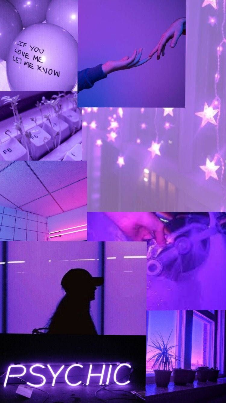 Lila Aesthetic, Collage, Neon, Psychic, Violett, HD, Handy-Hintergrund im Hochformat