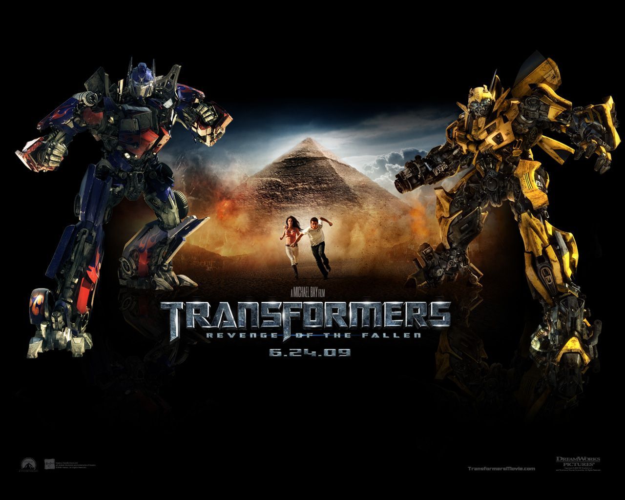 Transformers – Die Rache, Optimus Prime, Bumblebee, Pyramiden, Filmplakat, HD, Desktop-Hintergrund