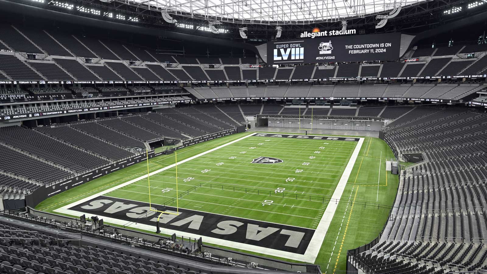 Allegiant Stadium, Las Vegas, Football-Feld, Endzone, HD, Desktop-Hintergrund für Windows