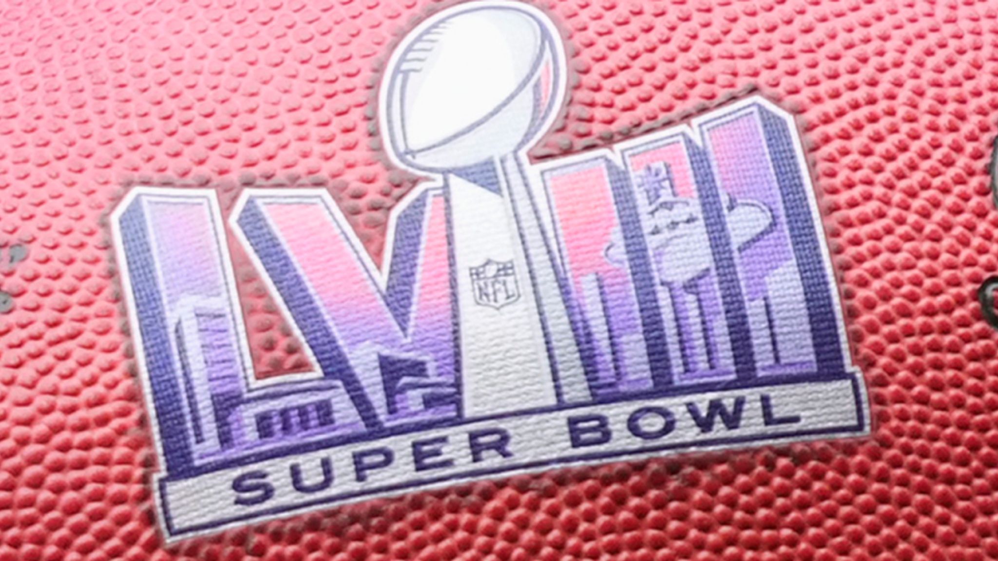 Super Bowl LVIII, Logo, Football-Leder, Rot, Nahaufnahme, Full HD, Breitbild-Hintergrundbild
