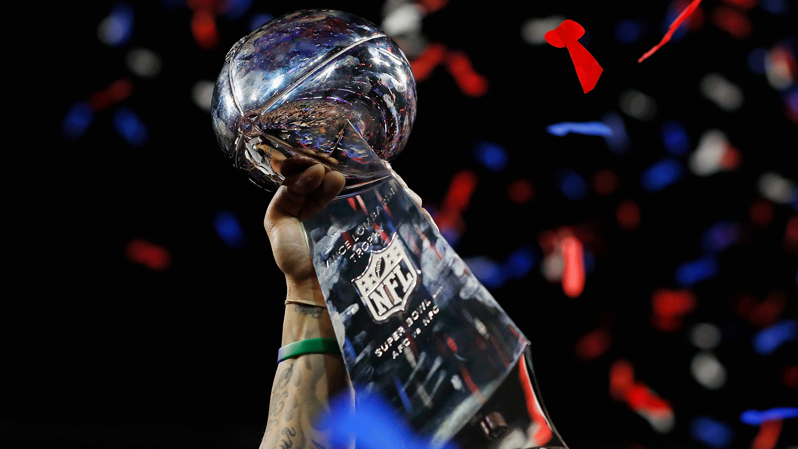 Vince Lombardi Trophy, Konfetti, Siegesfeier, Dunkler Hintergrund, HD Wallpaper