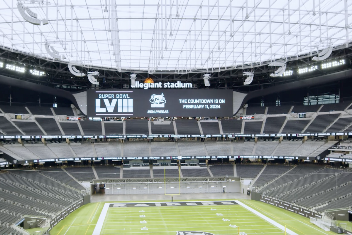 Allegiant Stadium, Anzeigetafel, Super Bowl LVIII, Stadion, Hintergrundbild