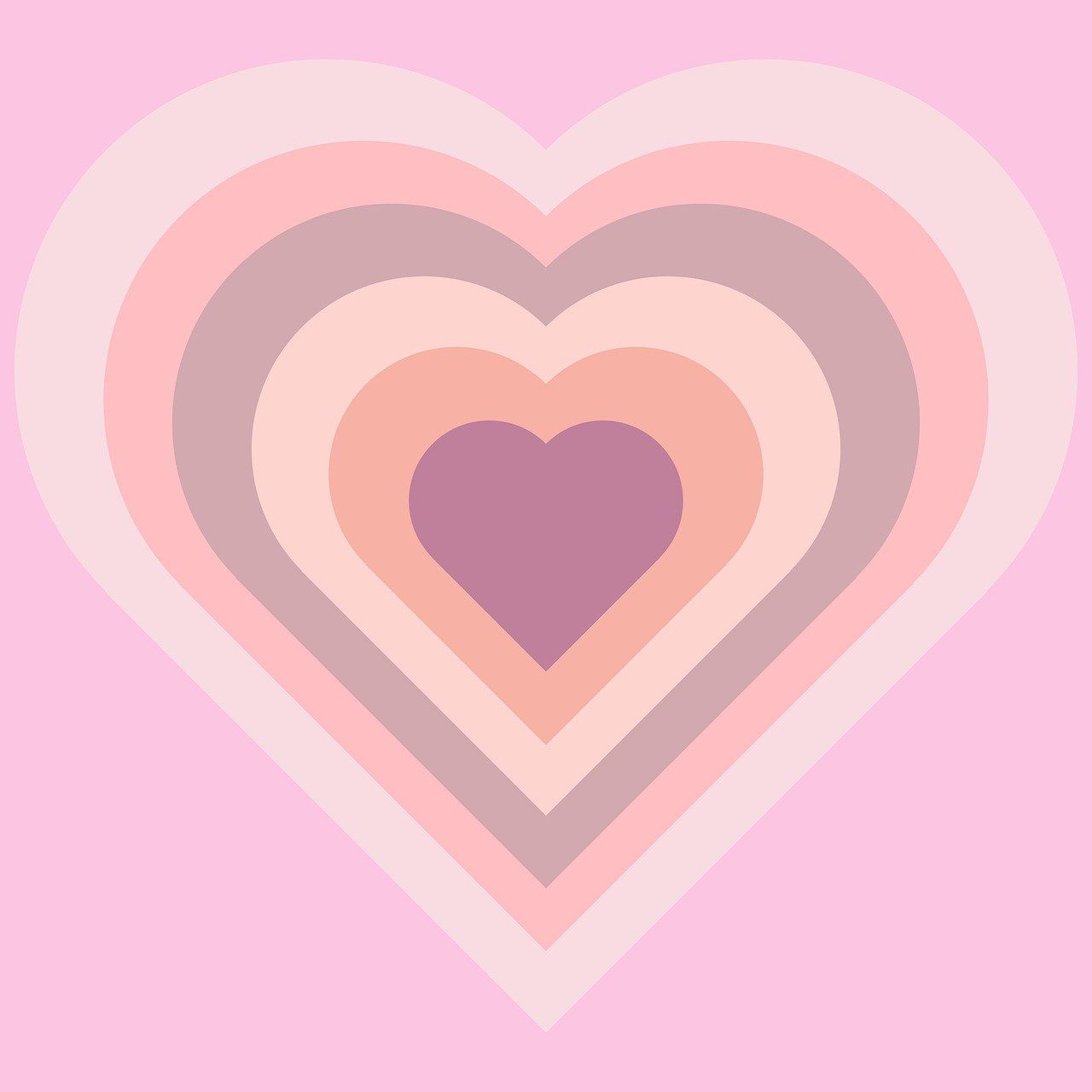Herz, Konzentrische Herzen, Pastellrosa, Retro, Hintergrundbild für iPad und Tablet