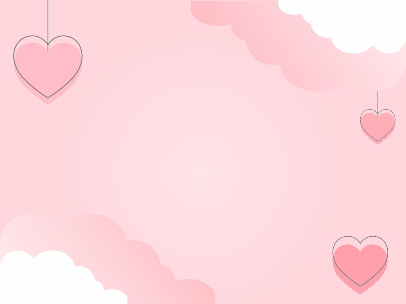 Herzen, Wolken, Hellrosa, Minimalismus, Hängende Herzen, Hintergrundbild fürs Tablet