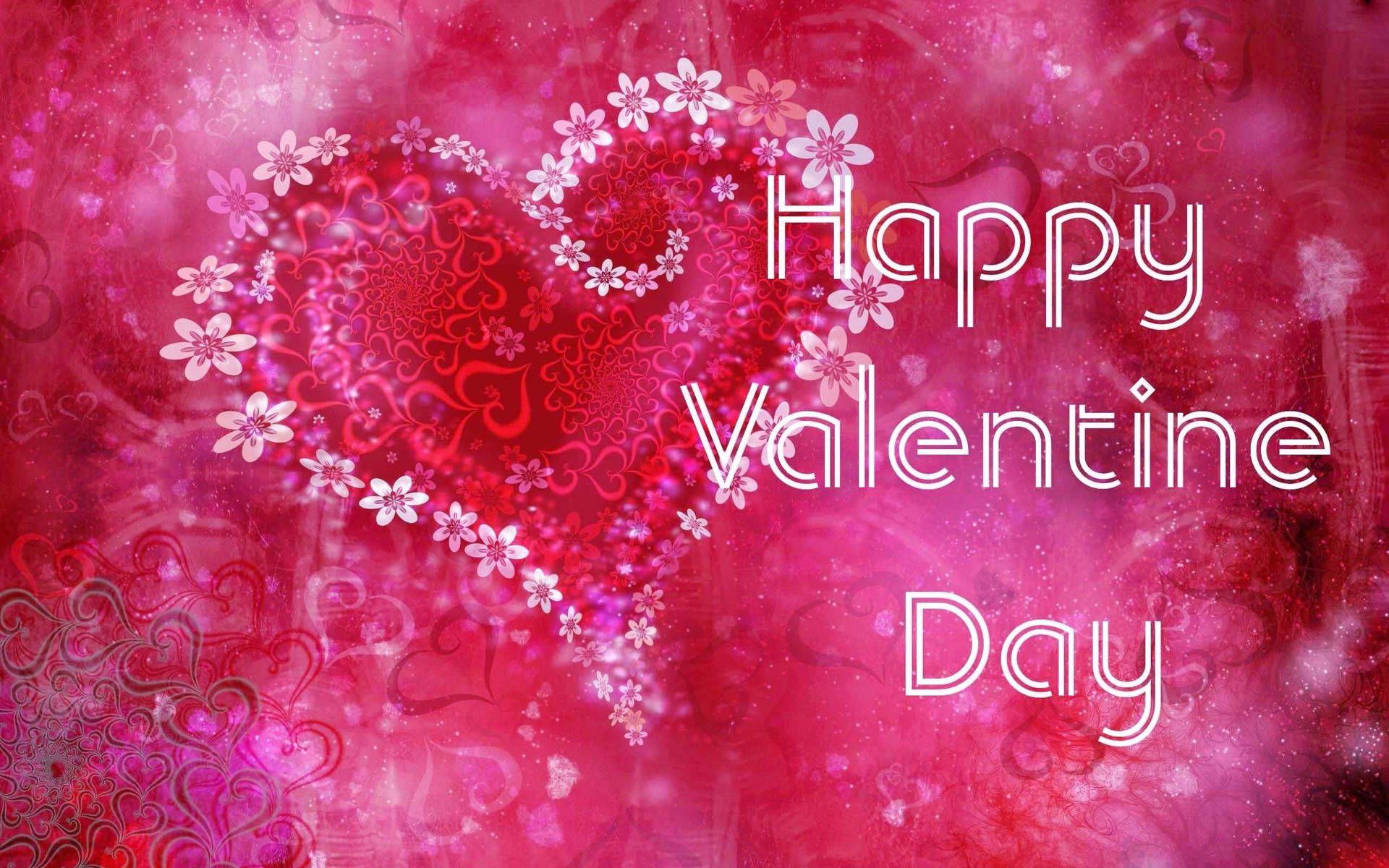Happy Valentine Day, Blumenherz, Pink, Schriftzug, Bokeh, Full HD, Laptop-Hintergrundbild