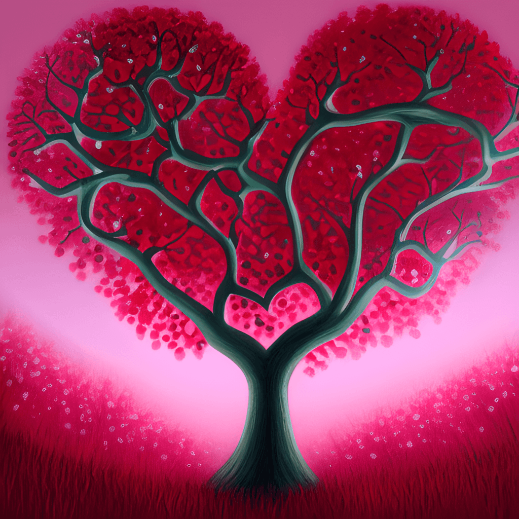 Herzbaum, Baum, Pink, Digitale Kunst, Romantik, Hintergrundbild für iPad und Tablet