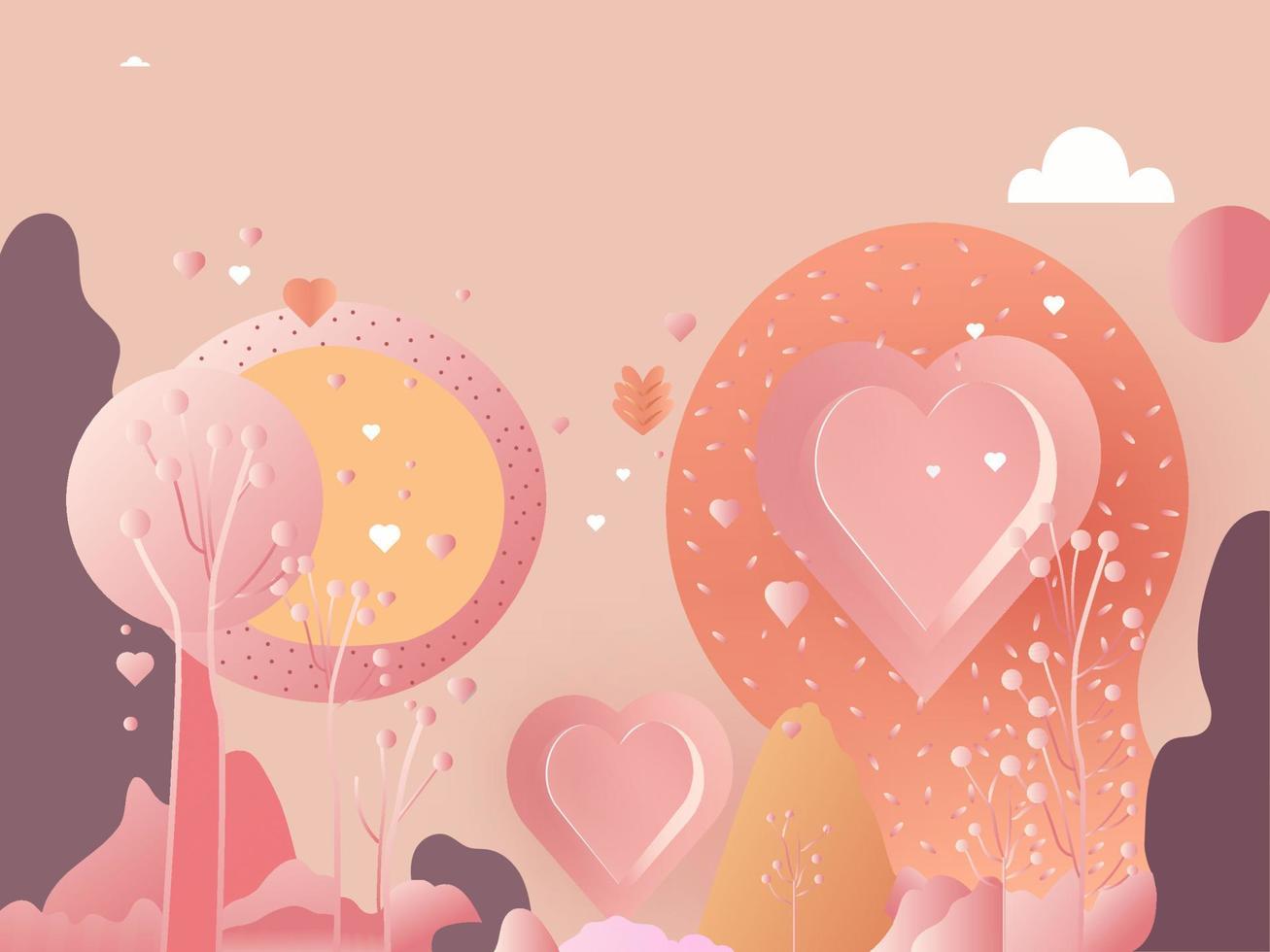 Herzen, Illustration, Pastell, Bäume, Papierkunst, HD, Hintergrundbild fürs Tablet