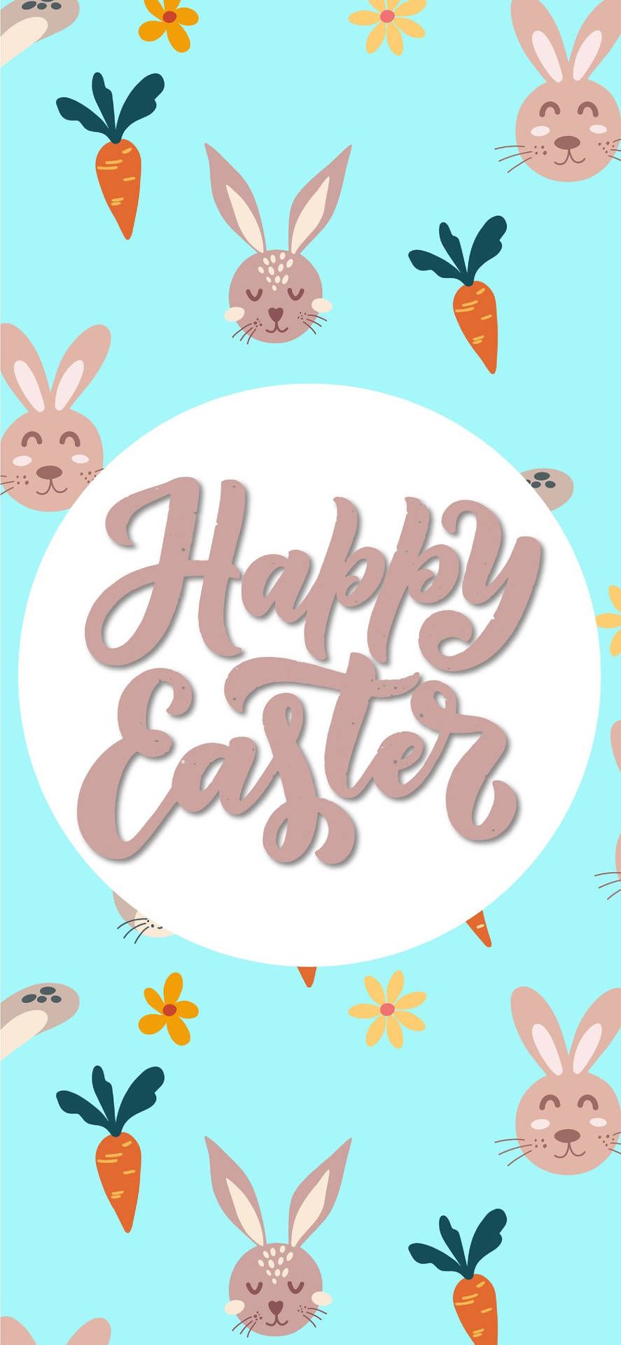 Happy Easter, Hasen, Karotten, Muster, Türkis, HD, Handy-Hintergrund im Hochformat