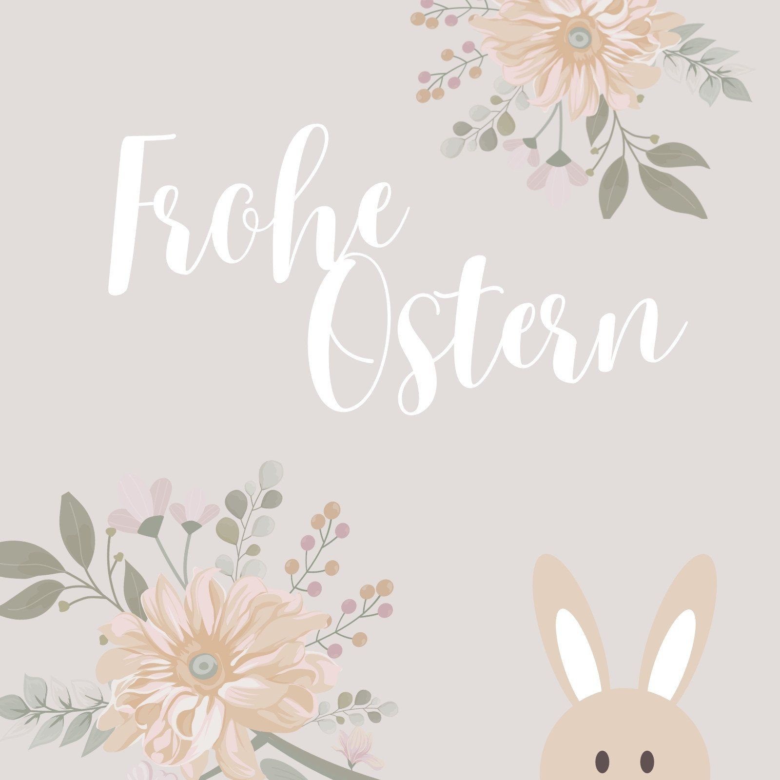 Frohe Ostern, Schriftzug, Osterhase, Blumen, Beige, HD, iPad-Hintergrundbild