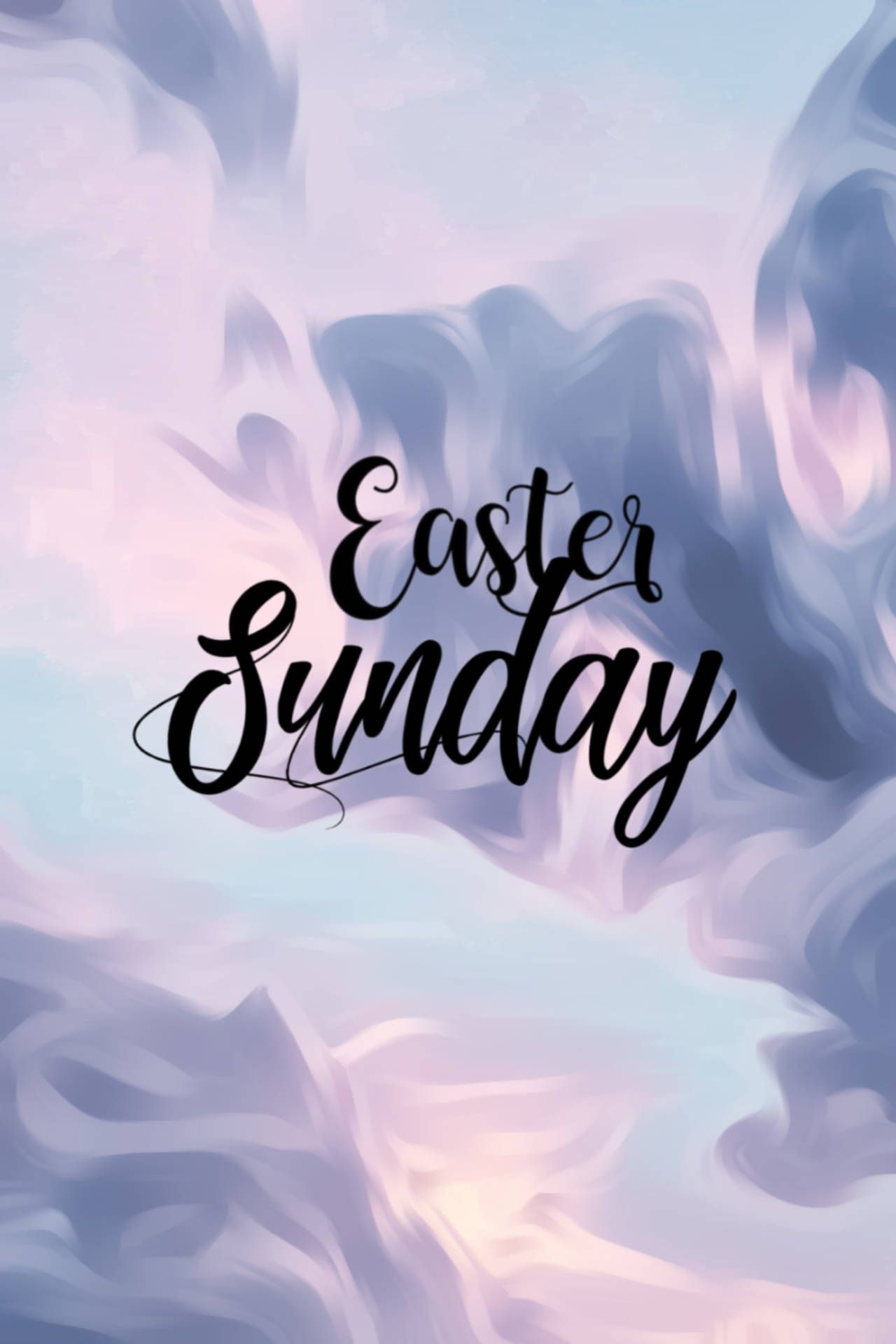 Easter Sunday, Schriftzug, Lila, Wolkig, Pastell, Full HD, Handy-Hintergrund im Hochformat