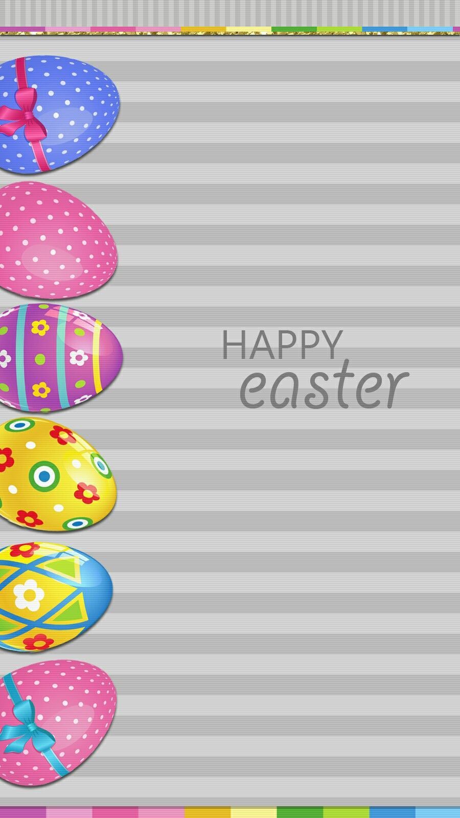 Happy Easter, Ostereier, Streifen, Grau, Bunt, HD, Hintergrundbild fürs Handy