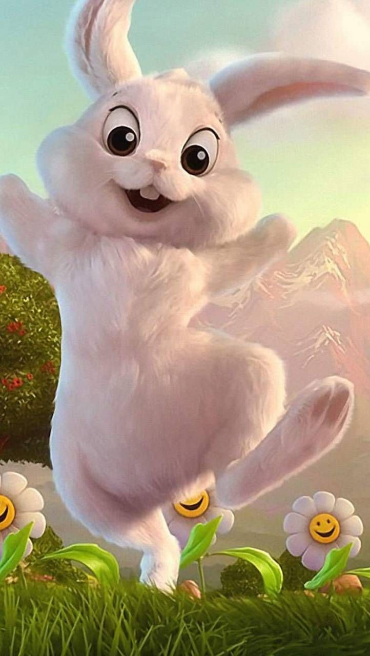 Osterhase, 3D, Wiese, Cartoon, Fröhlich, HD, Sperrbildschirm fürs iPhone