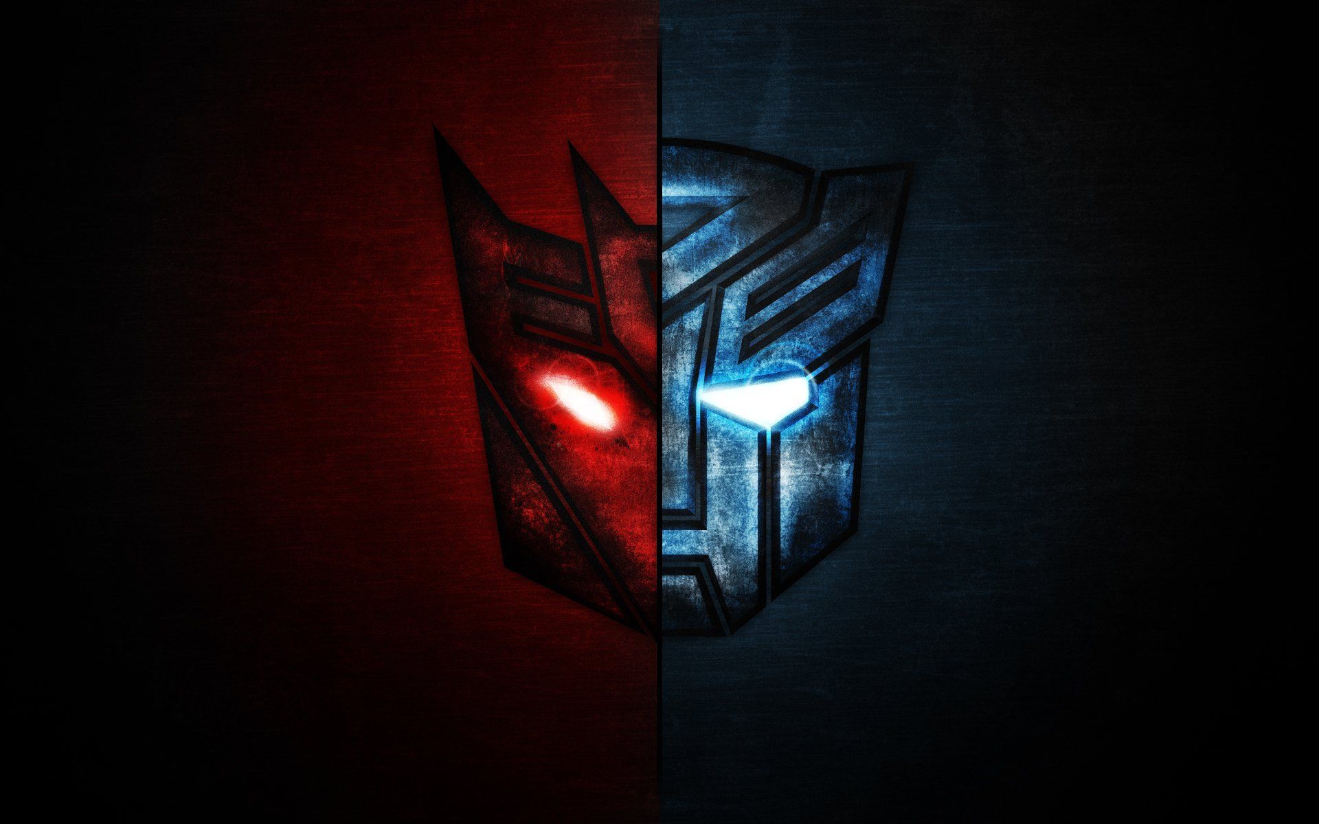 Autobot-Logo, Decepticon-Logo, Transformers, Rot-Blau, Schwarzer Hintergrund, Full HD Wallpaper
