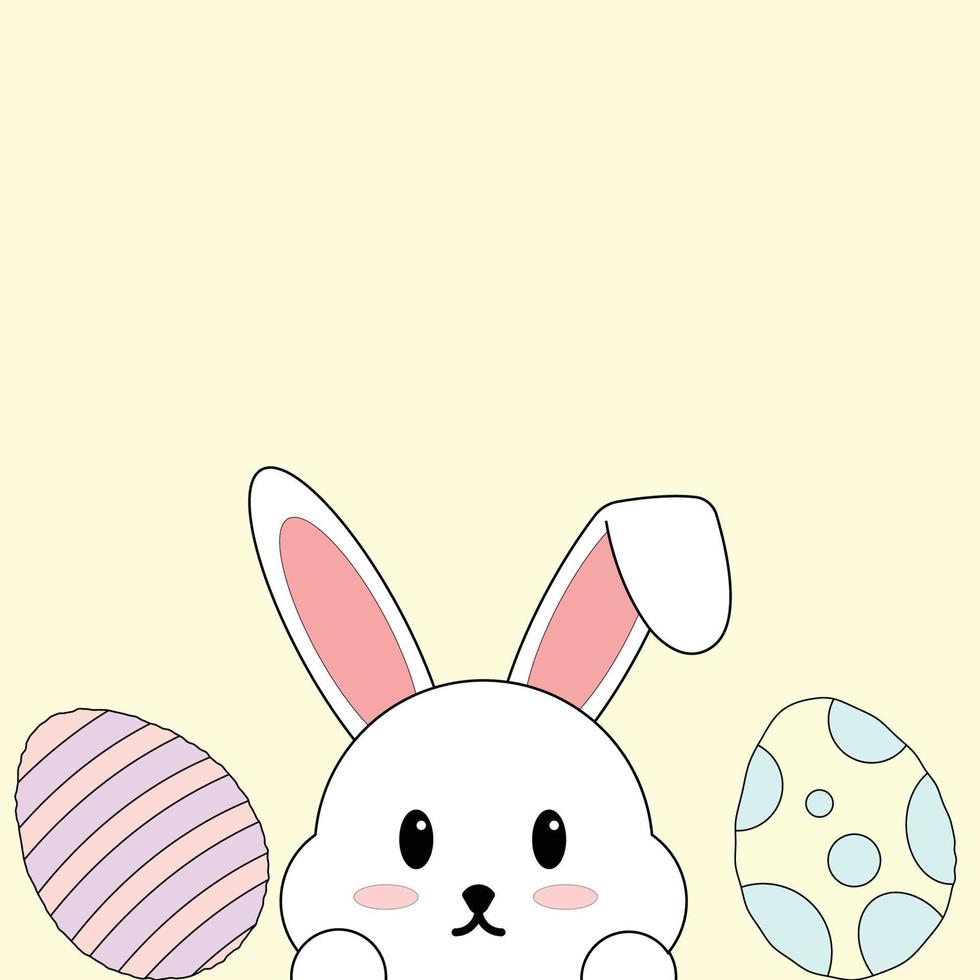 Osterhase, Ostereier, Cartoon, Gelber Hintergrund, Niedlich, Wallpaper