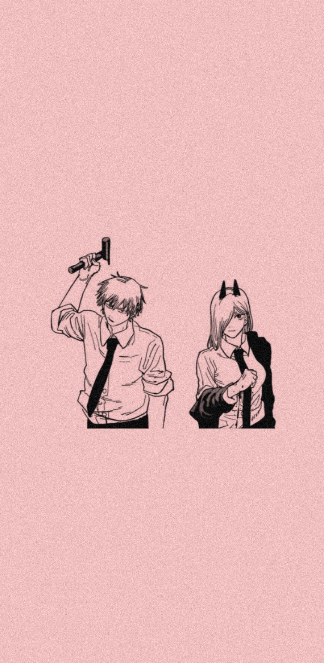 Denji, Power, Chainsaw Man, Rosa Hintergrund, Minimalistisch, Sperrbildschirm fürs iPhone