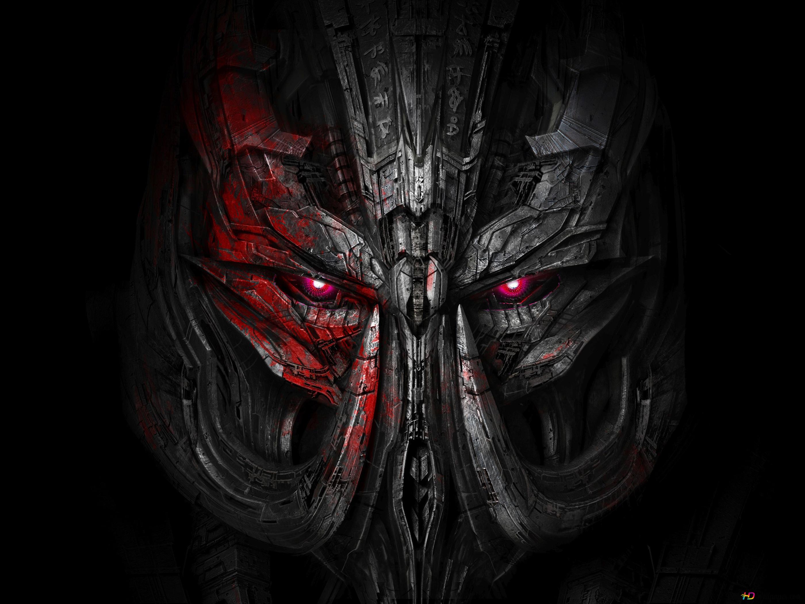 Megatron, Transformers: The Last Knight, Gesicht, Rote Augen, Dunkel, 2K, Tablet-Hintergrund