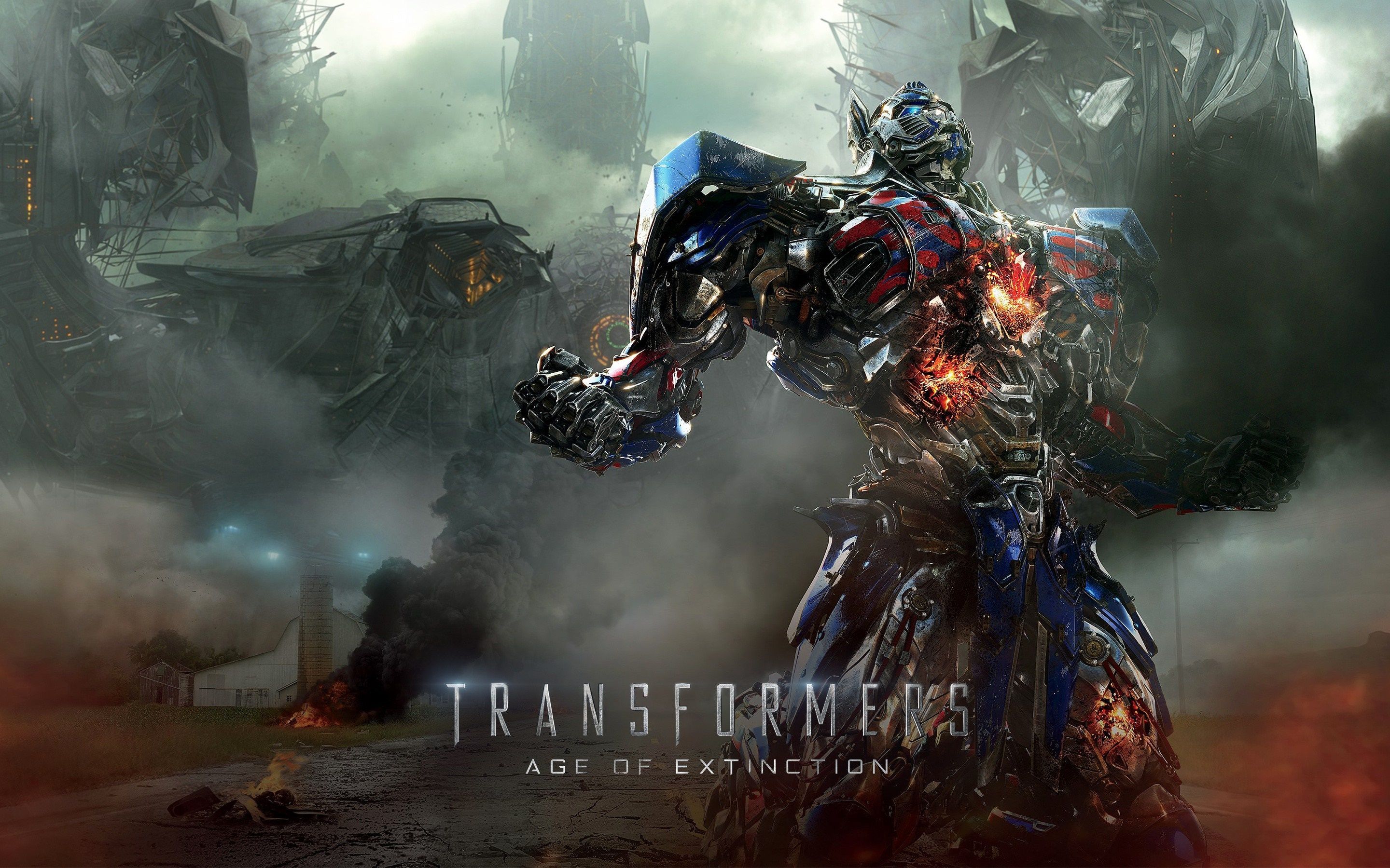 Transformers: Ära des Untergangs, Optimus Prime, Filmplakat, Rauch, Roboter, 2K-PC-Hintergrundbild
