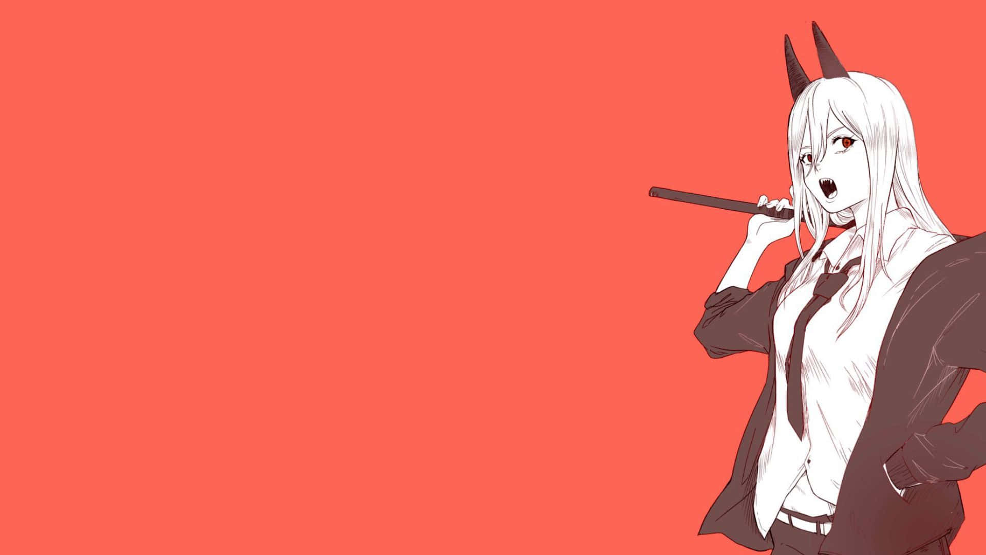Power, Chainsaw Man, Hörner, Roter Hintergrund, Anime-Stil, Full HD Wallpaper