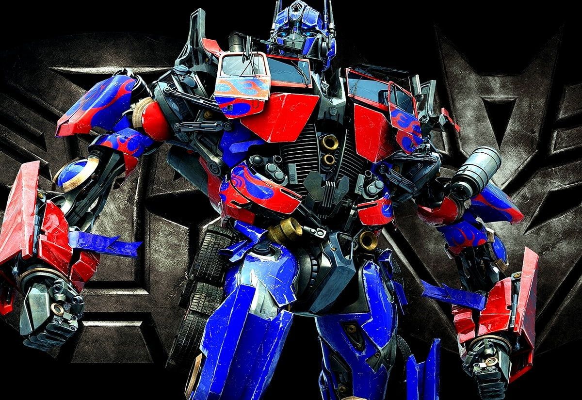 Optimus Prime, Transformers, Roboter, Rot-Blau, Decepticon-Logo, Hintergrundbild