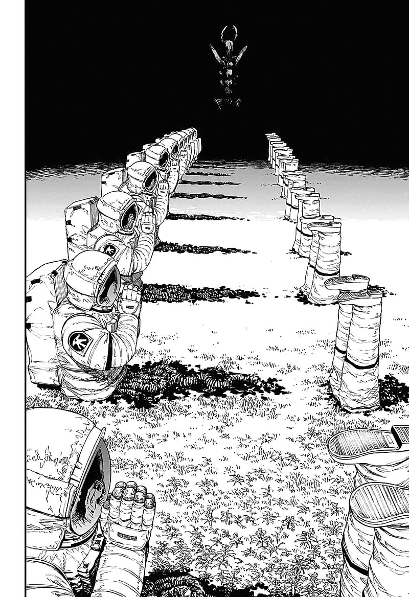 Chainsaw Man, Manga-Panel, Weg, Schwarz-Weiß, Hochformat, HD, iPad-Hintergrundbild