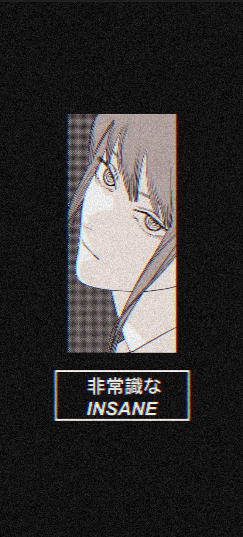 Chainsaw Man, Manga-Panel, Insane, Schwarzer Hintergrund, Minimalistisch, Sperrbildschirm fürs iPhone