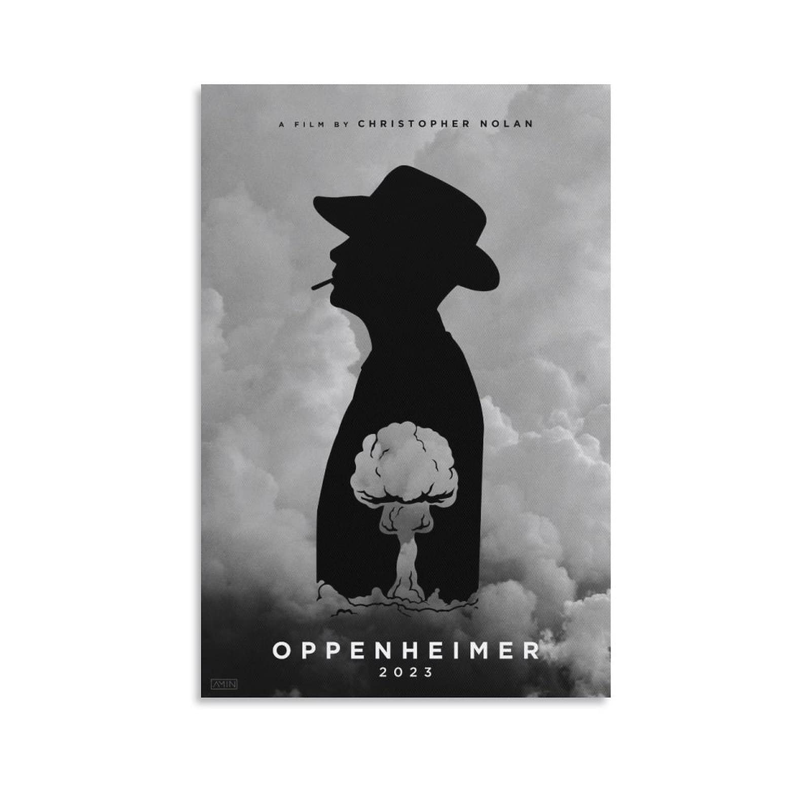 Oppenheimer, Christopher Nolan, Silhouette, Atompilz, Filmplakat, Grau, Hintergrundbild fürs iPad