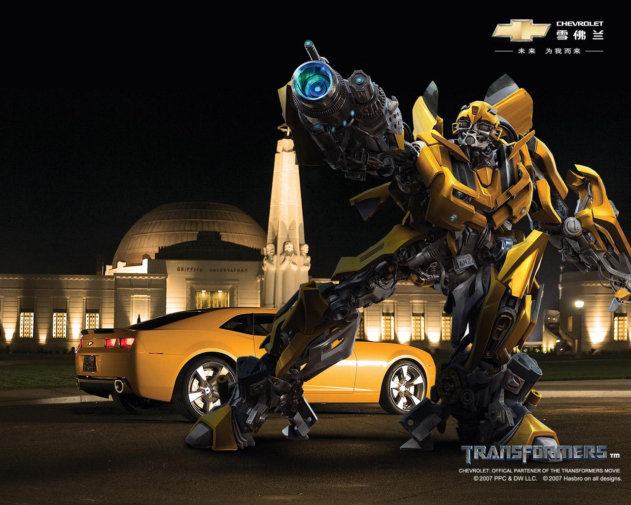 Bumblebee, Chevrolet Camaro, Transformers, Griffith Observatory, Nacht, HD, PC-Hintergrundbild